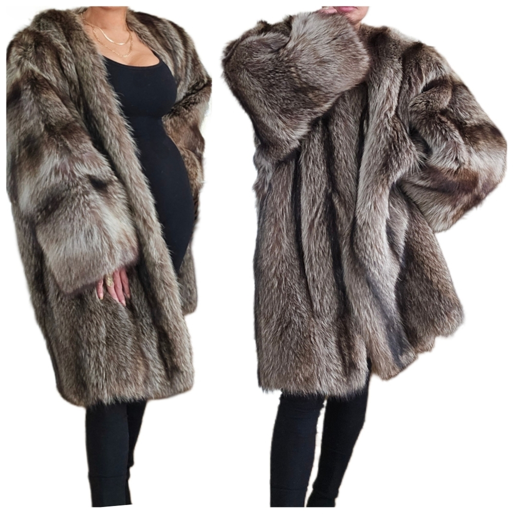 Vintage Bergdorf Goodman Genuine Raccoon Fur XL Stroller Coat Jacket